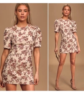 En Saison My World Jacquard-Minikleid Rouge Rosa Multi Blumendruck Größe Large - Bild 1 von 14