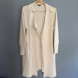 Eileen Fisher Damen Seide Baumwolle langer Staubmantel Cardigan Mantel 1X creme minimalistisch - Bild 1 von 9