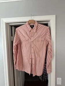 RRL Ralph Lauren Pearl Snap Shirt XL Red Striped Double RL Outdoors Mens - Picture 1 of 2