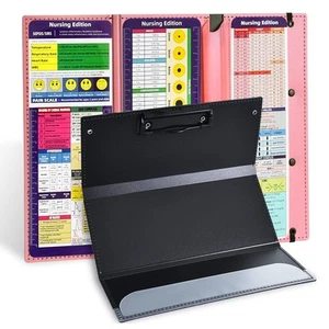 Nursing Clipboard Foldable, Pink Nurse Pocket Clipboard 3 Layers with Nursing... - Picture 1 of 6