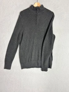 Nautica, Men's Plain Grey Knit 1/4 Zip Pullover Jumper, Size Medium - New - Picture 1 of 8