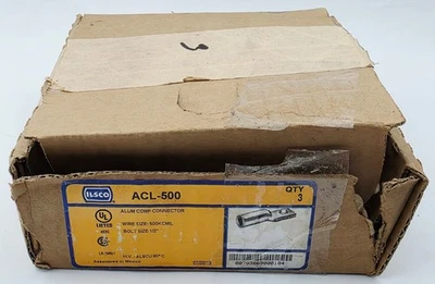 批量 3 件 Ilsco ACL-500 One 孔 500 MCM 铝 双级 1/2 螺钉压接凸耳 — 第 1/4 张图片