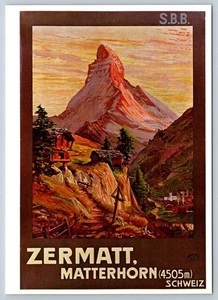 Il Cervino, Zermatt, Svizzera Poster Viaggio Repro Cartolina Pubblicitaria - Foto 1 di 2