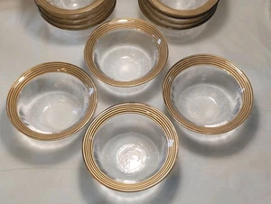 12 Antique Gold Rimmed Flint Glass Finger Bowls, Shimmering Georgous!  - Picture 1 of 24