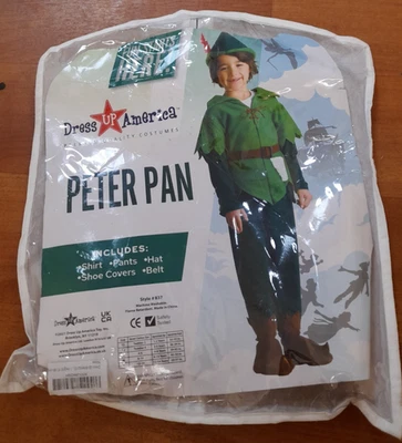 Kid's Peter Pan Party Costume Fancy Dress Age 4-6 years Dress Up America  G10 - Image 1 of 4