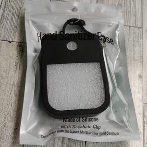 NIP VIRAL b.Pure Silicone Hand Sanitizer Case W/ Keychain Clip Matte BLACK HTF - Picture 1 of 3