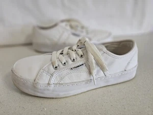 Human Premium Ladies Shoes US 8 Eur 39 White Leather Flat Sneakers Casual - Picture 1 of 12
