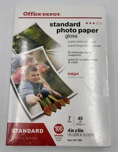 Office Depot Standard Gloss Inkjet Photo Paper 100 Sheets 4" x 6" - New - Picture 1 of 2