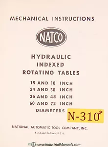 Natco 15” to 72”, Hydraulic Index Rotating Tables Mechanical Instructions Manual - Picture 1 of 1