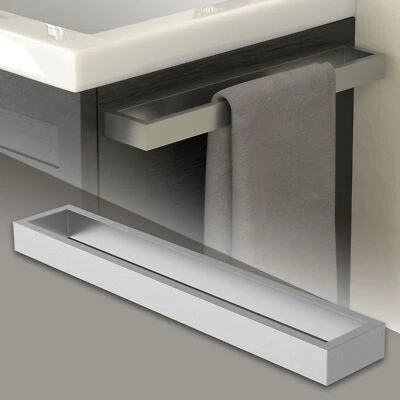 Porta asciugamani 40cm argento acciaio da appendere bagno cucina porta salviette - Immagine 1 di 4