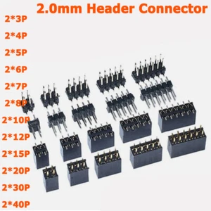 2.0mm Female Socket&Male Pin Header Connector SMT 2X2/3/4/5/6/7/8/10/12/15 - 40P - Picture 1 of 5