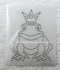 Hotfix Metallstuds Bügelbild süßer großer Froschkönig Silber 130115 Karostonebox - Bild 1 von 3
