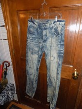 Denim Rivets Jeans Mens 32 Acid Wash 038 Distressed Marble Fray Trashed 