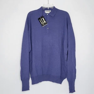 Vintage Men's Ping for Karsten XL Polo Sweater Blue Wool Blend READ - Picture 1 of 7