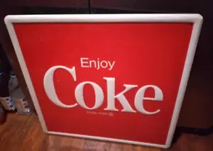 RARE RED ENJOY COKE COCA COLA METAL SCIOTO SIGNS KENTON OH USA 1982 2 FT x 2 FT - Picture 1 of 8