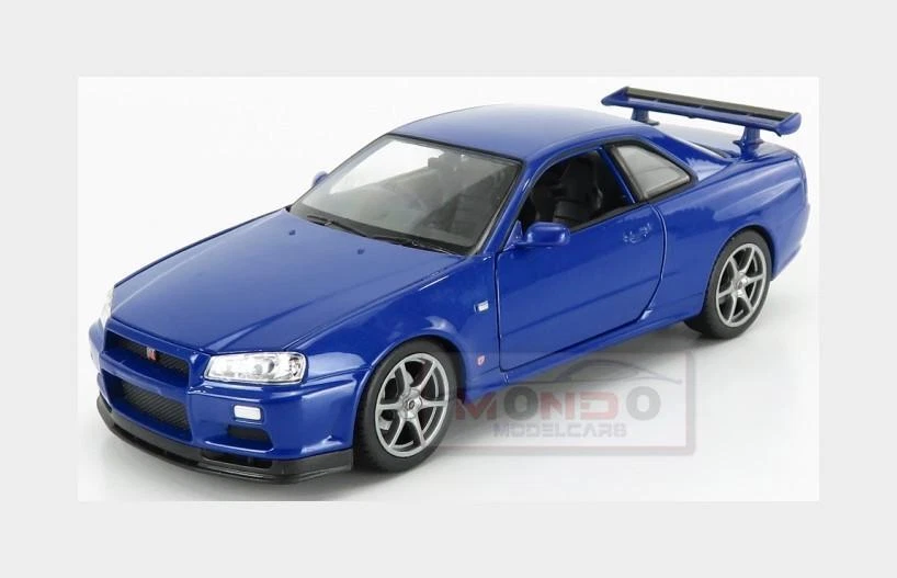 1:24 Welly Nissan Skyline Gt-R (R34) 1999 Blue WE24108B Modellino - Immagine 1 di 2