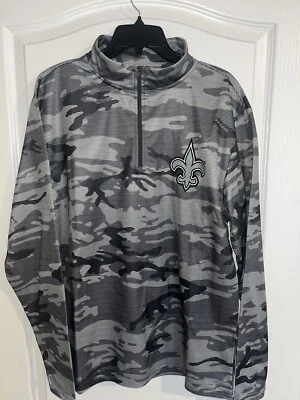 Ropa del equipo de la NFL camuflada New Orleans Saints camisa con cremallera en cuarto para mujer talla: M gris nueva con etiquetas Foto 1 de 4
