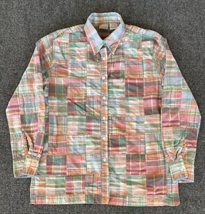 Blair Womens M Shirt Pastel Plaid Patchwork Button Up Long Sleeve - Picture 1 of 12