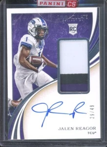 2020 Immaculate Collection JALEN REAGOR #123 RC Rookie Patch Auto /49 TCU - Picture 1 of 2