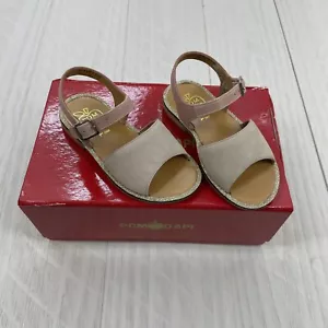 Little Girls Pom d'Api Metallic Gold Trim Beige Sandals - Size EU 26 = US 9.5 - Picture 1 of 5
