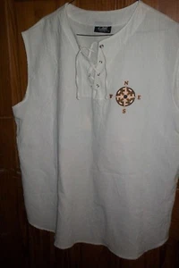 Men Cool Sportswear Sleeveless Shirt XL , Lace Up Front white key west NWOT - Picture 1 of 3