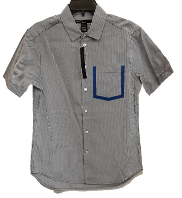 Marc by Marc Jacobs 男式纽扣衬衫 XS 条纹修身版型 🔥全新🔥188 美元零售 — 第 1/4 张图片