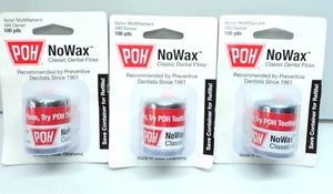 Lot of 3 POH Classic 490 No Wax White Dental Floss, Unwaxed 100 Yards Each - Picture 1 of 1