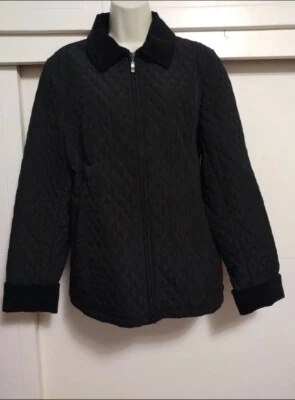 Chaqueta acolchada de gamuza sintética con diseño Utex forrada de lana negra con cremallera completa para mujer M Foto 1 de 4