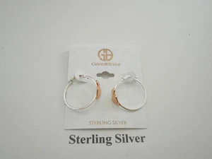 Giani Bernini - Sterling Silver Hoops  with Double Hearts - New - Picture 1 of 1
