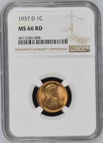 1937-D 1C KEY DATE LINCOLN CENT NGC MS 66 CHERRY RED  LOW POP HIGHEST GRADES Cover