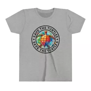 T-Shirt Save the Turtles Jugend - maßgeschneidertes buntes Schildkrötendesign - umweltfreundlich - Bild 1 von 19