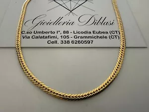 COLLANA ORO GIALLO 18 Karati 750% COLLIER Maglia Catena A SERPENTINA Girocollo - Foto 1 di 9