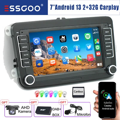 DAB+ 32G Carplay Android 13 Autoradio NAVI Für VW GOLF 5 6 Polo 6R Touran Tiguan - Bild 1 von 4