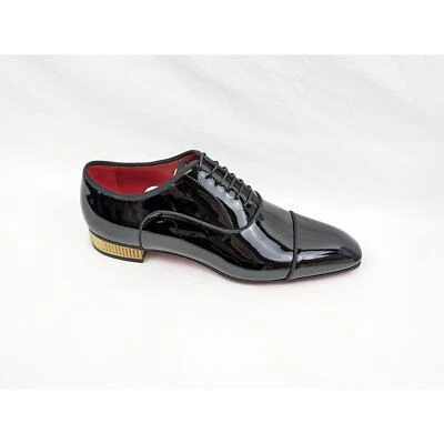 Christian Louboutin Patente Met Greggo Plana en Negro/Línea Loubi BNWB 44 Foto 1 de 4