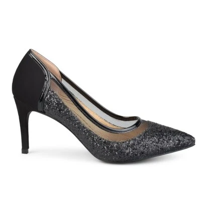 Journee Collection Mujer 9 M Negro Brillo Punta Punta Tacones de aguja Nuevo en caja GP1 Foto 1 de 4