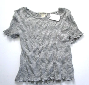 Damen XL Baumwolle Emporium dehnbar elastisch Kurzarm Oberteil/Bluse hellgrau - Bild 1 von 8
