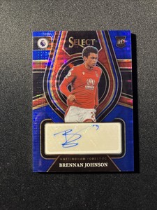 2022-23 Panini Select EPL Brennan Johnson Rookie Select Signatures Blue Pulsar