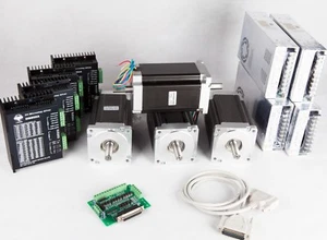 Free Ship 4Axis Nema34 stepper Motor 1600oz.in 3.5A Dual Shaft Drive Control CNC - Picture 1 of 9