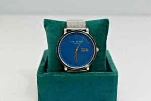 Nuevo reloj Ted Baker malla de acero inoxidable esfera azul TE15196013 $175 - Imagen 1 de 5