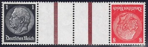 Germania - 1936-1937 ZdMiNr KZ 24, 1 pf + Z + 8pf Hindenburg, striscia grondaia - Foto 1 di 1