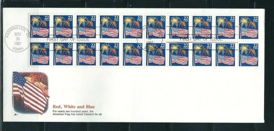 US SC # 2276a Flag And Fireworks FDC . Pane of 20 . Fleetwood Cachet. - Image 1 of 1