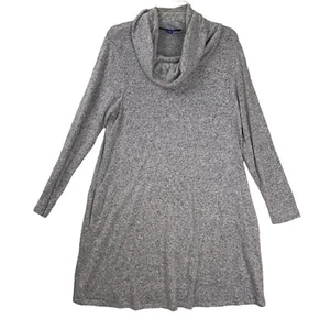 Apt 9 Womens Large Sweater Dress Gray Stretch Cowl Neck Long Sleeve - Picture 1 of 8