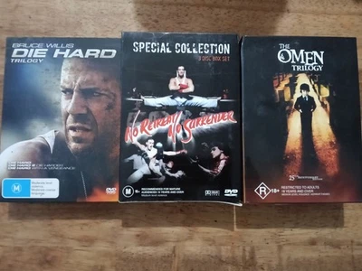 Box Sets Bundle, Omen Trilogy, Die Hard Trilogy,No Retreat No Surrender Trilogy. - image 1 of 2