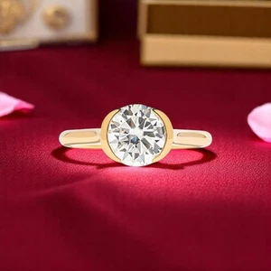 2.00 Ct Round Cut Wedding Ring IGI Certified Lab Grown Diamond 18K Yellow Gold - Picture 1 of 10