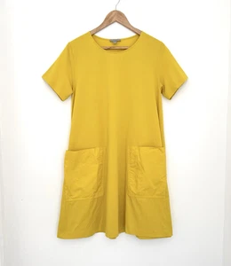 Vestido columpio de algodón para mujer COS talla M amarillo línea A bolsillos delanteros manga corta - Imagen 1 de 6