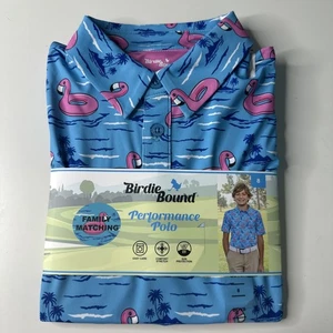 Polo Birdie Bound para niños azul rosa flamenco golf familia polo a juego talla 8 - Imagen 1 de 15