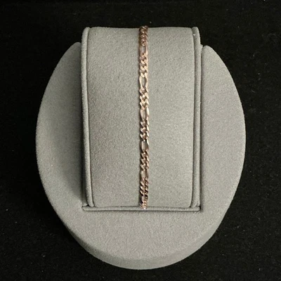 HERMOSA PULSERA FIGARO DE ORO ROSA 14k/925 HECHA EN ITALIA~NUEVA~Al por menor $55 Foto 1 de 4