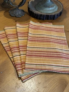 Pier 1 Set of 4 Striped Durable Woven Cotton Placemats Fall Decor Retro - Picture 1 of 6