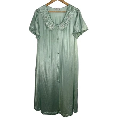 Vintage Vanity Fair Women's Night Dress Lace Collar Mint Green XL - Image 1 of 4