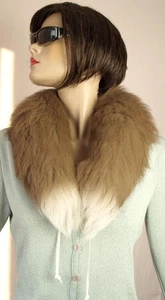 Pelz Schal Silberfuchs Fell Boa Loop Kragen Besatz Mantel Hals Schmuck Beige - Bild 1 von 3